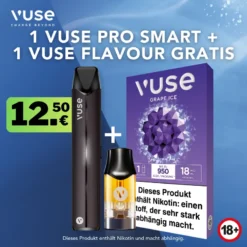 1 Vuse Pro Smart + 1 Vuse Flavour Grape Ice Gratis